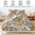 thumbnail image 5 of Queen Size Fitted Sheet Set - Vintage Boho 3 Piece Bedding Sets 16" Deep Pocket Fitted Sheet with 2 Pillowcases, Chic Farmhouse Neutral Morocco Geometric Brushed Microfiber Hotel Luxury Bed Sheets, 5 of 9