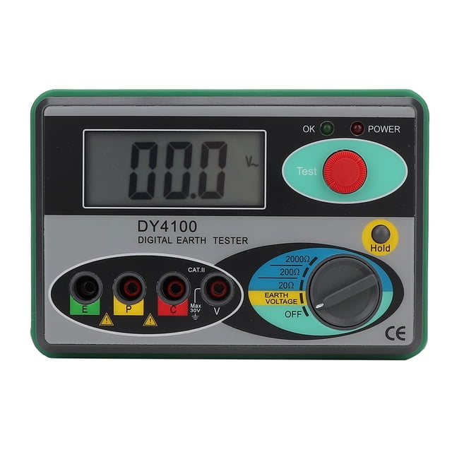 DY4100 Résistance, 0 à 30V Affichage d'Écran LCD Numérique Mesureur de Résistance de Terre pour la Mesure de Résistance de Terre