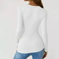 thumbnail image 5 of Long Sleeve Shirts for Women Henley Button Down Tops Ribbed Knit Slim Fit Fall Basic Tee 2025 Casual Trendy Clothes White XXL, 5 of 6