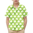 thumbnail image 5 of OGLCCG Kids Boys St.Patrick's Day Shirt Irish Clover Printed Short Sleeve Button Down Shirts Loose Fit Summer Casual Funny Hawaiian Shirt 2-15 Years, 5 of 6