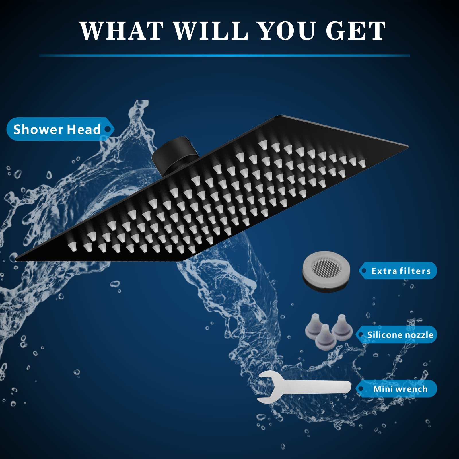 Rain Shower Head  High Made Of 304 Stainless Steel Relaxed Experience Even At Low Water Flow And (8" Black)