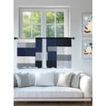 thumbnail image 4 of Black Blue Patchwork Sheer Curtains 2 Panels Set Abstract Geometric Art Lihgt Filtering Rod Pocket Voile Drape, Semi Sheer Window Curtains for Bedroom Living Room, 52"x45", 4 of 5