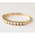 thumbnail image 2 of 14k Gold dainty pearl ring, pearl stacking band ring, pearl eternity wedding band, june birthstone, promise ring, christmas gift for mom, 2 of 4