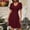 Red, variant on WILLBEST Engagement Party Guest Dress Women's Round Neck Button Elastic Casual Style Short Sleeved Dress