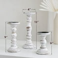 thumbnail image 2 of Large Candle Holders for Pillar Candles - Rustic Farmhouse Style Home Decor - Perfect for Table Centerpieces, Coffee Table or Fireplace Mantel - 3 Piece Set - Rustic White, 2 of 7