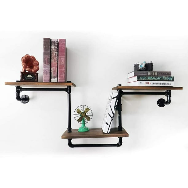 ATT Industrial Pipe Floating Ladder Shelf Rustic Vintage ...