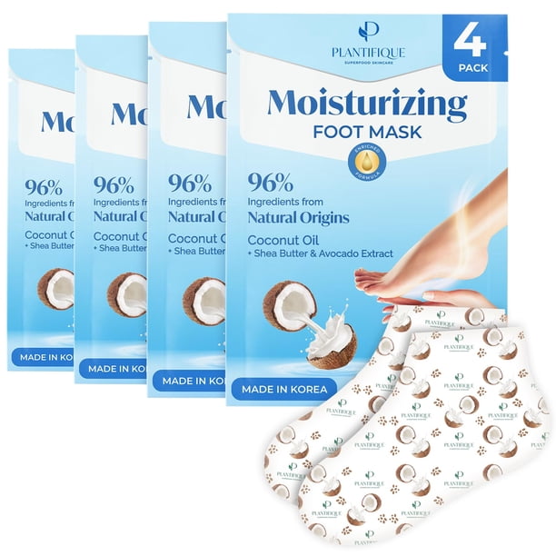 Mascarilla hidratante PLANTIFIQUE para pies secos y agrietados, paquete de 4
