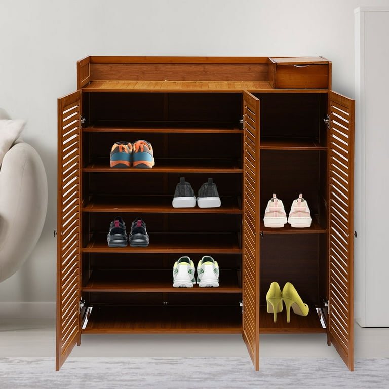 Large Bamboo Shoe Cabinet American Made Shoe Storage Rustic Shoe Rack Eco  Friendly Shoe Shelf Entryway Furniture 