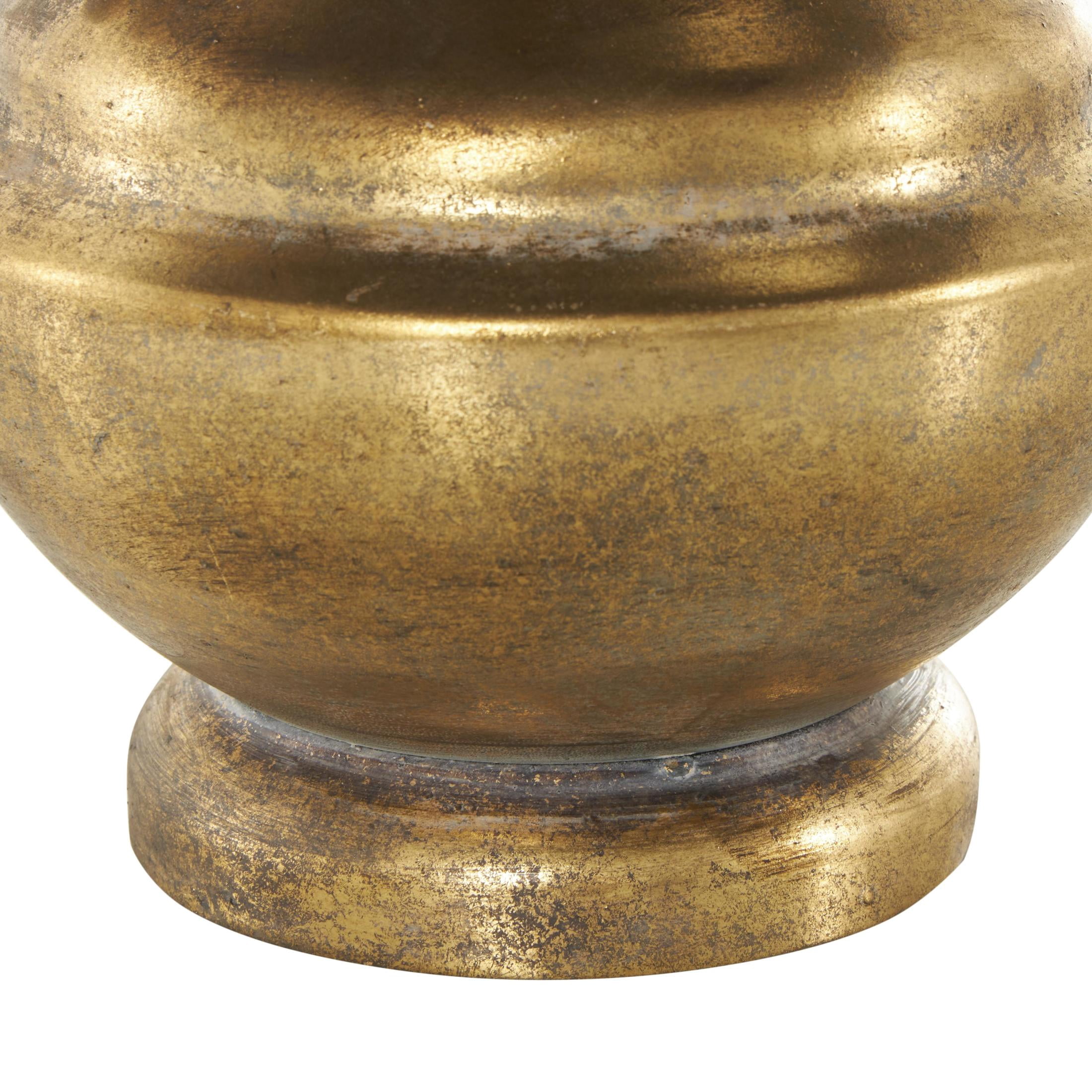 DecMode 10" Scroll Weathered Vintage Amphora Gold Metal Vase with Handles