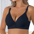 thumbnail image 5 of Wireless Push Up Bra, Hugcore A Traditional Women's Bra with A Thin Cup Small Chest and No Underwire T Shirt Bra Blue L, 5 of 6