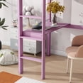thumbnail image 4 of Twin High Loft Bed, Rubber Wood with Safety Guardrail, Built-in Desk, Ladder, Pink, 4 of 9