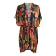 thumbnail image 5 of Time and Tru Women's and Women’s Plus Tie-Front Duster, Sizes, Black Soot Open Wildflower Field, Size S-3XL, 5 of 5