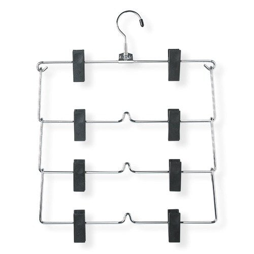 Honey Can Do Four Tier Fold Up Skirt Hanger in Chrome/Black (2 Pack)