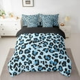 thumbnail image 2 of Homewish Cheetah Print 7 Pieces Bedding Comforter Set for Female Men,Black Blue Full Bedding Set Lightweight,Geometric Stripes Fitted Sheet Flat Sheet,Ultra Soft Home Decor,Reversible, 2 of 8