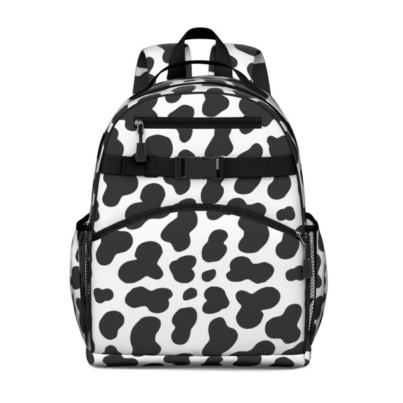 Cow Print Pattern Backpack for School, Cute School Bag with Adjustable Shoulder Straps and Padded Back, 15.25"x11.5"x5.25"