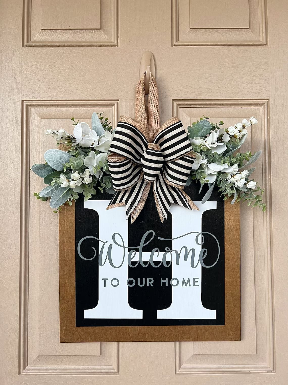 Initial Last Name Year Round Front Door Wreath 2023 New 16" Welcome ...