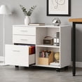 thumbnail image 2 of Ktaxon File Cabinet with Open Shelf, Wood Rolling File Cabinet with Open Shelves, Legal & Letter Size White, 2 of 7