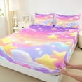 thumbnail image 3 of Manfei Cartoon Stars Cloud Twin Sheet Sets for Kid, Fairy Tale Galaxy Twin Fitted Sheet, Kawaii Sky Print Flat Sheet, Lightweight Room Decor, 3pcs, 3 of 7