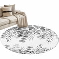 thumbnail image 2 of Round Area Rug 4 Ft, Grey Eucalyptus Leaves Washable Non-Slip Circle Carpet for Living Room/Bedroom, Spring Summer Botanical Low-Profile Crawling Mats Collection Rugs for Indoor, 2 of 7