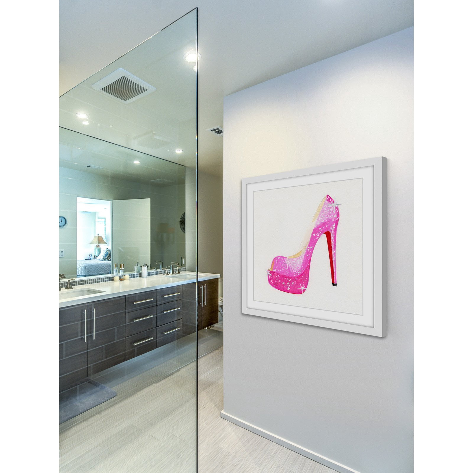 Marmont Hill "NS Pink Shoe" by Molly Rosner Framed Painting Print