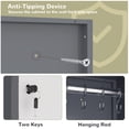thumbnail image 6 of Broom Closet Storage Cabinet,65" H Slim Tool Cabinets with Locking Door and 2 Shelves,Utility Cabinet with Hanging Rod and Hooks for Home Office,GreyWhite, 6 of 8