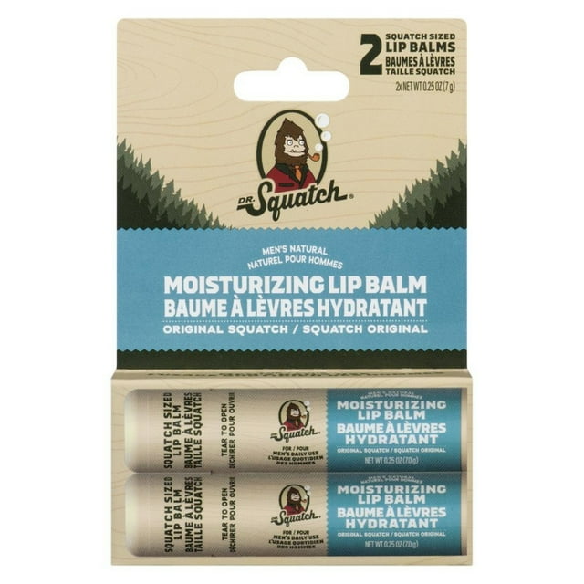 Dr. Squatch Original Mint Moisturizing Lip Balm, paquet de 2