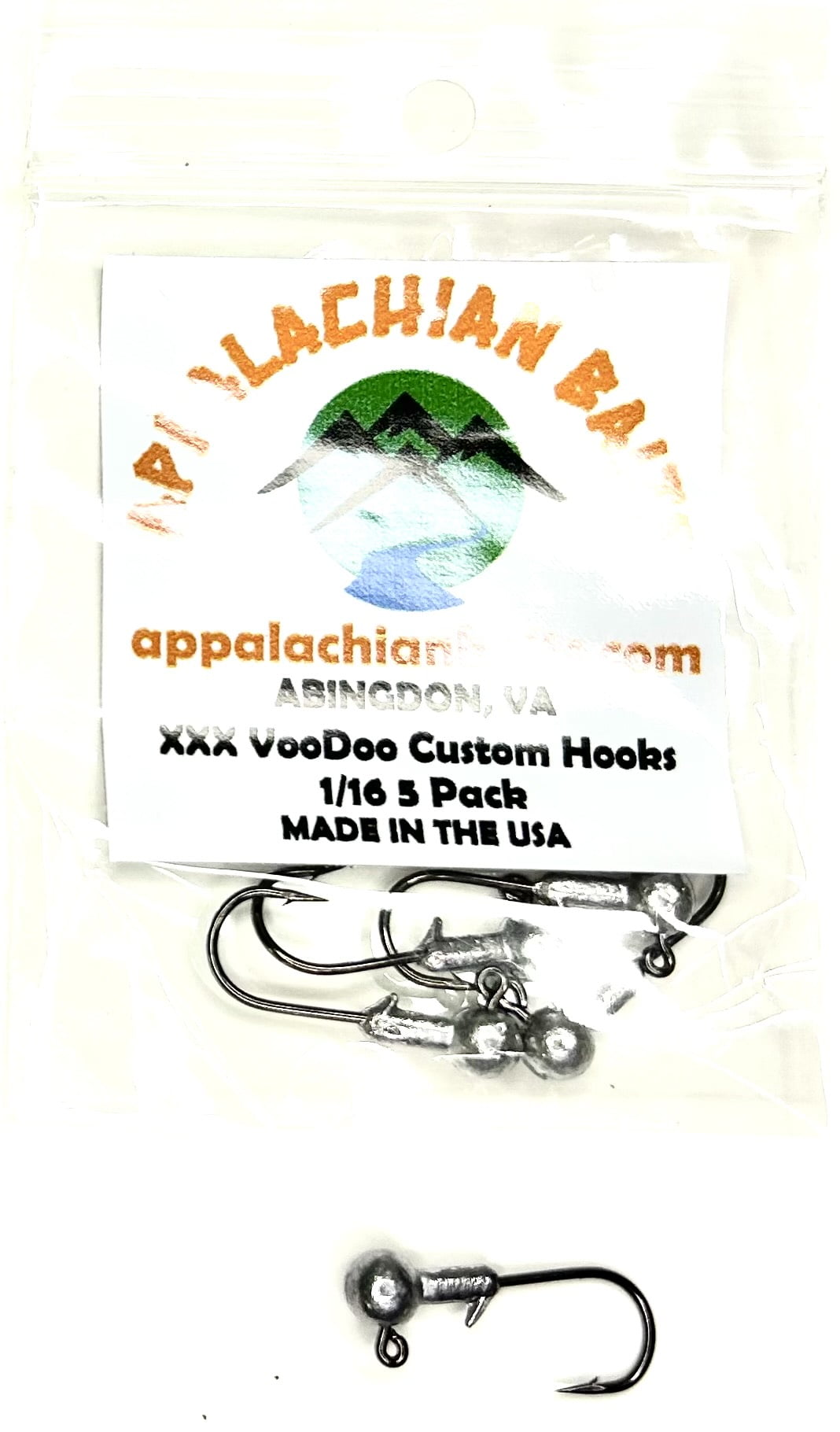 Appalachian Baits Voo Doo XXX 1/16 Jig Hooks 5 count