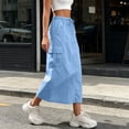 thumbnail image 5 of Umfun Women's Utility Cargo Midi Skirt with Drawstring Waist & Pockets - Solid Color Relaxed Fit Long Skirt for Outdoor Hiking & Daily Wear, 5 of 9