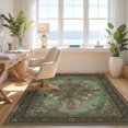 thumbnail image 3 of Design&I 9'x12' Washable Area Rug Cream Retro Vintage Symmetrical Motif Featuring Interlocking Border for Great Room, Large Living Giant Skid-Resistant, 3 of 7