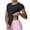 Black, variant on Women Elastic Workout Shirts Breathable Compression Quick Dry Gym Lightweight Basic Fitted Tops