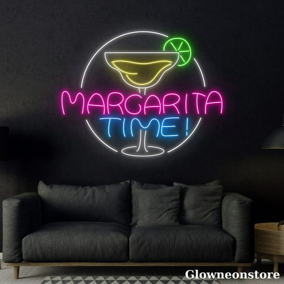 Glowneon Margarita Time Neon Sign, Margarita Led Sign, Bar Club Lounge Party Decor, Bar Neon Sign