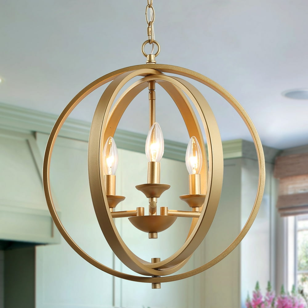 Gold Chandelier with 3-lights Pendant Lighting for Dining Room, Living