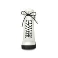 thumbnail image 6 of BLISSFUL STEP Women's Chunky Heel Zip Platform Block Combat Boots White 8, 6 of 8