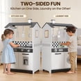 thumbnail image 3 of Wooden Play Kitchen Set, 2-in-1 Kids Kitchen & Laundry Pretend Play Center for Toddlers, 3 of 10
