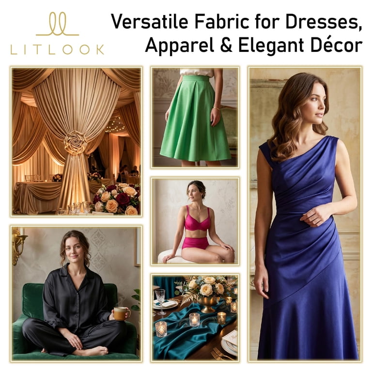 LitLook Satin Faille Stretch Fabric by the Yard - 2-Way Stretch Shiny Satin  Fabric for Wedding Gowns, Bridesmaid & Formal Dresses, Tops & Decor - Royal  - Walmart.com
