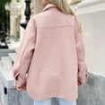 thumbnail image 4 of ABATAB Women's Winter Warm Fleece Shacket Jackets Soft Button down Casual Long Sleeve Lapel Neck Warm Outerwear with Chest Pockets(X-Large,Pink), 4 of 7