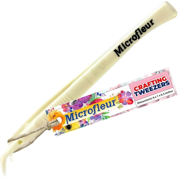 Microfleur Crafting, Easy Grip Precision Tweezers for Dried Pressed Flowers & Leaves, White