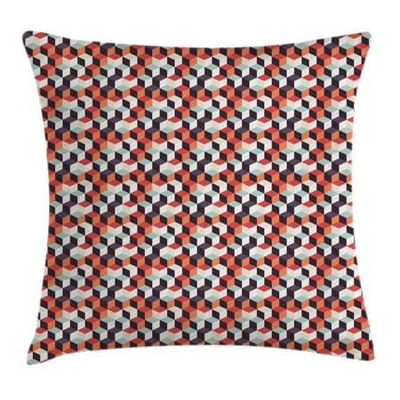 Sewing Box Cushion Corners Geometric Throw Pillow Cushion Cover, Retro Cubes Flat Artsy Boxes in Different Color Corners Squares Abstract Design, Decorative Square Accent Pillow Case, 16 X 16 Inches, Multicolor, by Ambesonne ()