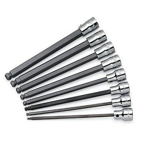 SK Hand Tool 19748 8-Piece 3/8 in. Drive Metric Long Ball Hex Bit Socket Set