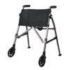 Stander Wonder Walker Plus Short, Junior Lightweight Folding Rolling Walker for Seniors, Petite Travel Walker with Wheels, Glides, Pouch, Compact Standard Walker, Black