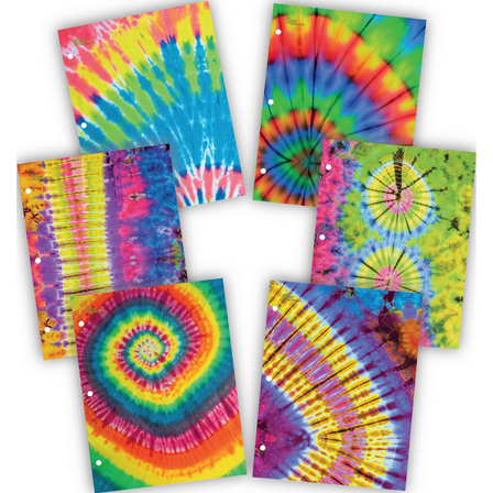 New Generation Tie Dye 2-Pocket Folders, Assorted Colors, 6 Count