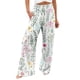 thumbnail image 2 of ICHUANYI Clearance Women Casual Printing Pockets Elastic Waist Comfortable Straight Loose Pants(White, XL) ICHUANYI WER2023080703318, 2 of 5