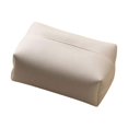 thumbnail image 2 of Dispensador de servilletas con funda para caja de pañuelos, decorativo y práctico estuche de papel facial de piel sintética, soporte para pañuelos par Blanco, 2 of 8