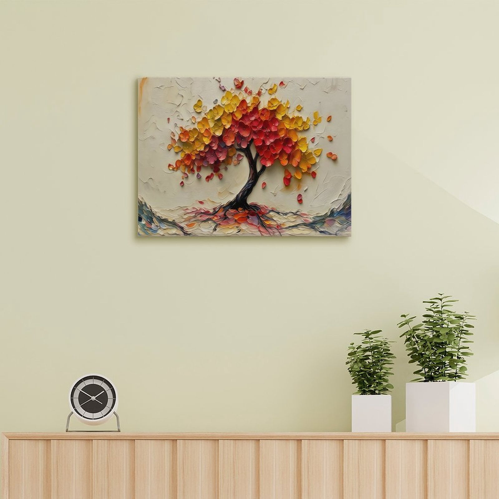 Tree of Life Canvas Wall Art, Textured Abstract Tree Oil Painting Style Print, Waterproof Canvas Artwork for Living Room Bedroom Office Home Decor
