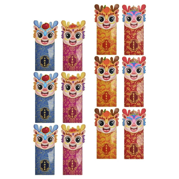 FESTFENDS Red Envelope Assorted Color 12Pcs 9.1X3.5X0.04In