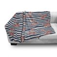 thumbnail image 3 of Anchor Soft Flannel Fleece Throw Blanket, Floral Anchor on Striped Surface Crescent Moon Modern Theme Artwork, Cozy Plush for Indoor and Outdoor Use, 70" x 90", White Blue and Red, by Ambesonne, 3 of 6