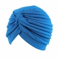 thumbnail image 1 of Women‘s Pleated Ruffle Chemo Knit Tied Turban Cap Muslim Head Scarf Hat Headwrap, 1 of 2