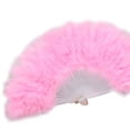 thumbnail image 3 of Redempat Feather Fan Decoration Craft Parties Handheld Ornament Decorative Fans Elegant Dance Performance Accessory Adult Pink 1Set, 3 of 6