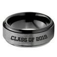 thumbnail image 2 of Tungsten Graduating Class Of 2019 Band Ring 8mm Men Women Comfort Fit Black Step Bevel Edge Brushed Gray Polished, 2 of 4