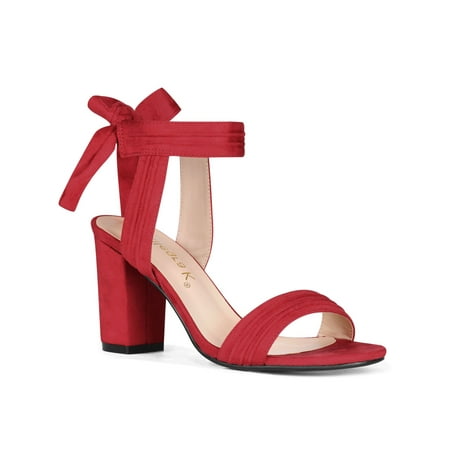 

Unique Bargains Women s Open Toe Ankle Tie Back Chunky Sandals